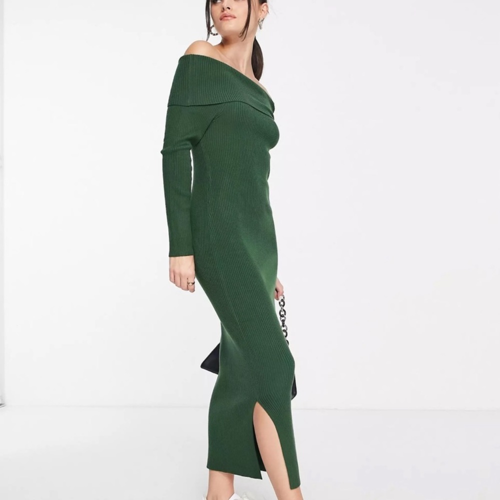 ASOS off the shoulder ribbed dress